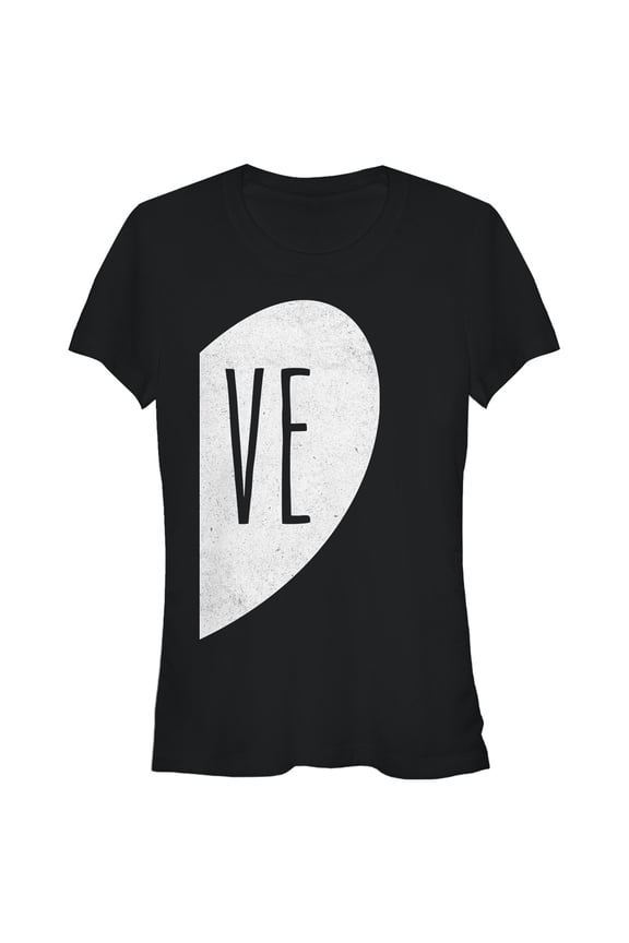 Junior's Lost Gods VE Half Love Heart Graphic Tee Black Large
