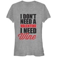 thumbnail image 1 of Junior's Lost Gods Valentine Need Wine  Graphic Tee Athletic Heather X Large, 1 of 2