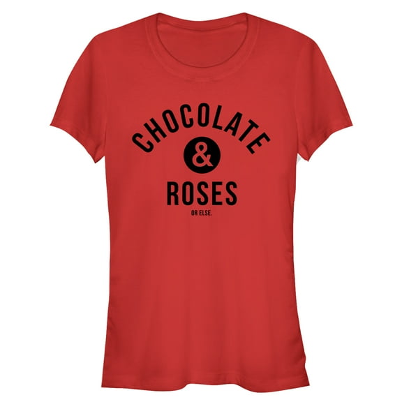 Junior's Lost Gods Valentine's Day Chocolate and Roses  Graphic Tee Red 2X Large