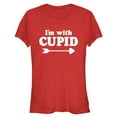 thumbnail image 1 of Junior's Lost Gods Valentine's Day I'm With Cupid  Graphic Tee Red 2X Large, 1 of 2