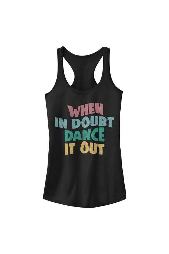 Junior's Lost Gods When In Doubt Dance It Out Racerback Tank Top Black Large