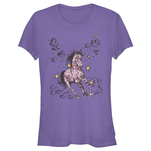 Junior's Lost Gods Wild Horse Sketch Graphic Tee Purple 2X Large