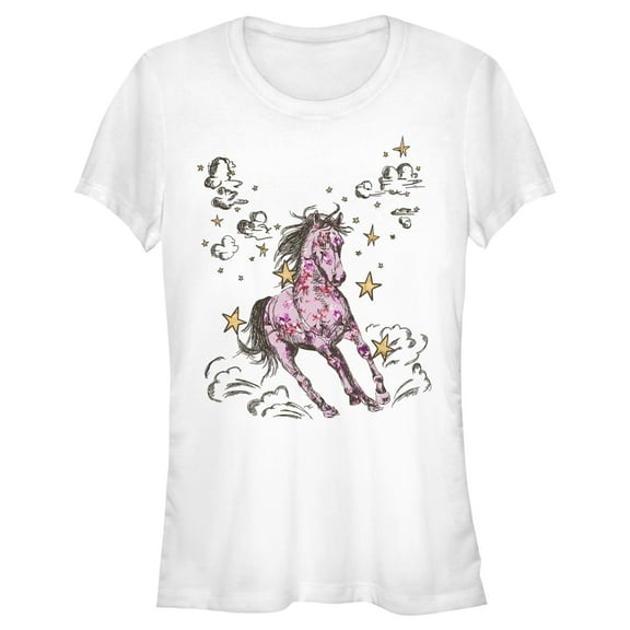 Junior's Lost Gods Wild Horse Sketch  Graphic Tee White 2X Large