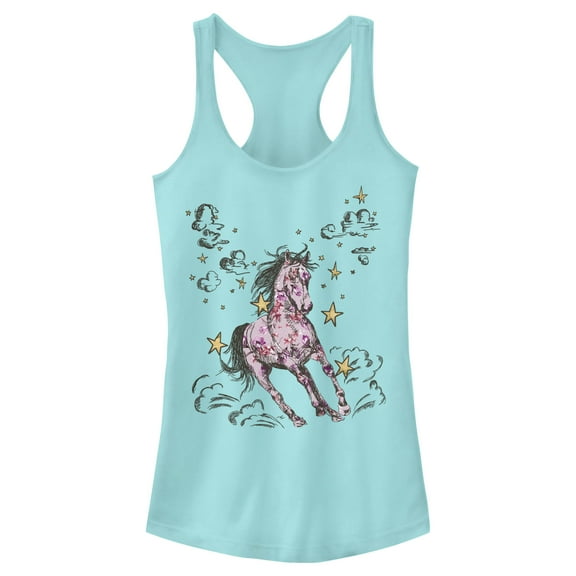 Junior's Lost Gods Wild Horse Sketch  Racerback Tank Top Cancun X Small