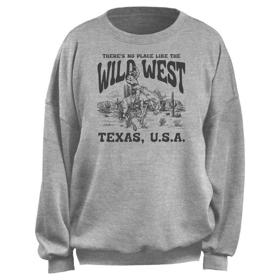 Junior's Lost Gods Wild West Texas USA  Sweatshirt Heather Gray Small