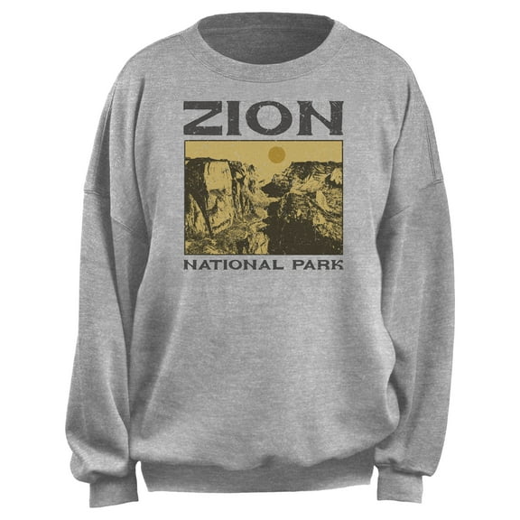 Junior's Lost Gods Zion National Park Sweatshirt Heather Gray Small