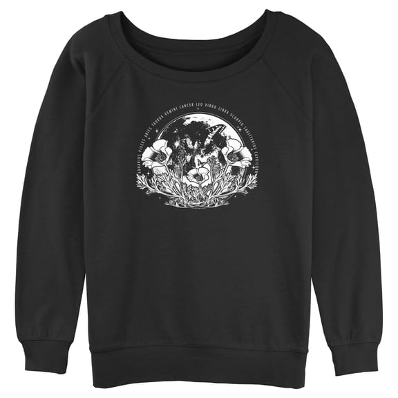 Junior's Lost Gods Zodiac Butterfly Sphere Sweatshirt Black 2X Large
