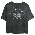 thumbnail image 1 of Junior's Lost Gods Zodiac Gemini Line Symbol Graphic Crop T-Shirt Black Small, 1 of 4
