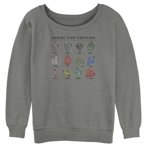 Junior's Lost Gods Zodiac Sign Birthstones Sweatshirt Gray Heather X Large