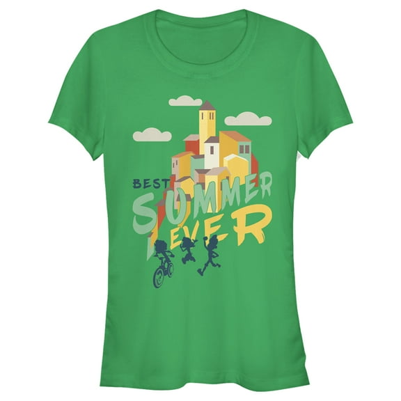 Junior's Luca Best Summer Ever  Graphic Tee Kelly Green Medium