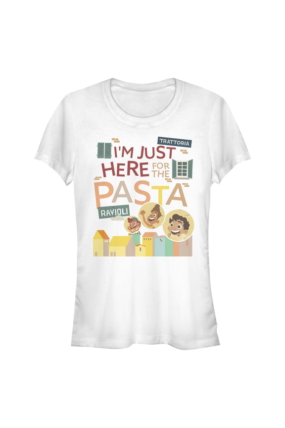 Junior's Luca I'm Just Here for the Pasta Graphic Tee White Medium