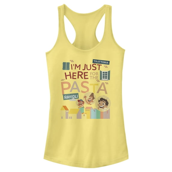 Junior's Luca I'm Just Here for the Pasta Racerback Tank Top Banana Medium
