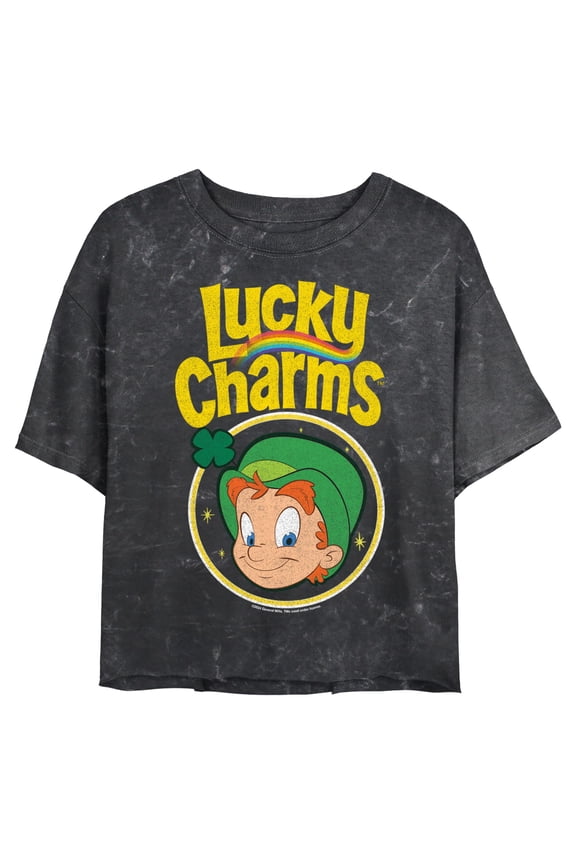 Junior's Lucky Charms Leprechaun Logo Graphic Crop T-Shirt