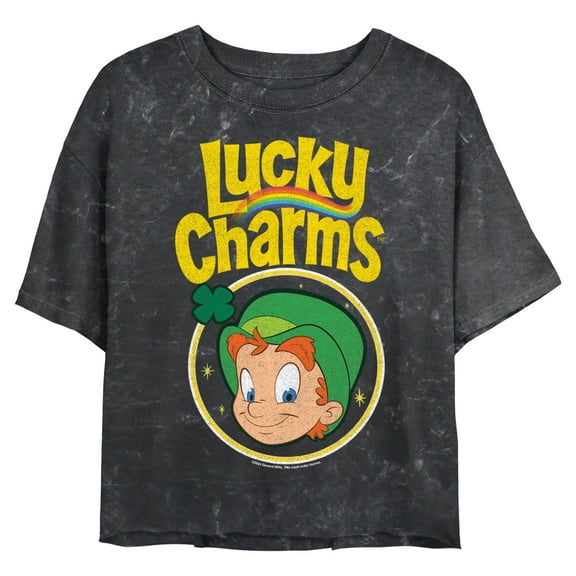 Junior's Lucky Charms Leprechaun Logo Graphic Crop T-Shirt