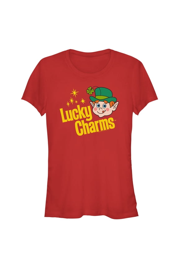 Junior's Lucky Charms Retro Logo Graphic Tee Red 2X Large