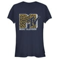 thumbnail image 1 of Junior's MTV Cheetah Print Logo  Graphic Tee Navy Blue X Large, 1 of 3