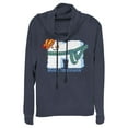thumbnail image 1 of Junior's MTV Christmas Snowman Logo  Cowl Neck Sweatshirt Navy Blue 4X Large, 1 of 3