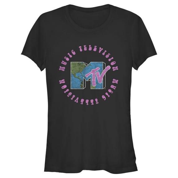 Junior's MTV Earth Day Logo Graphic Tee Black Small