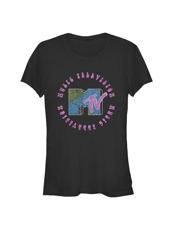 Junior's MTV Earth Day Logo Graphic Tee Black X Large