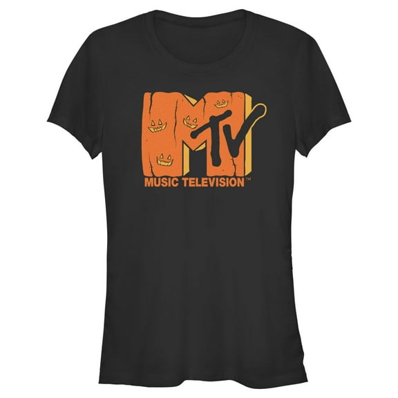Junior's MTV Jack-o'-lantern Logo Graphic Tee Black 2X Large