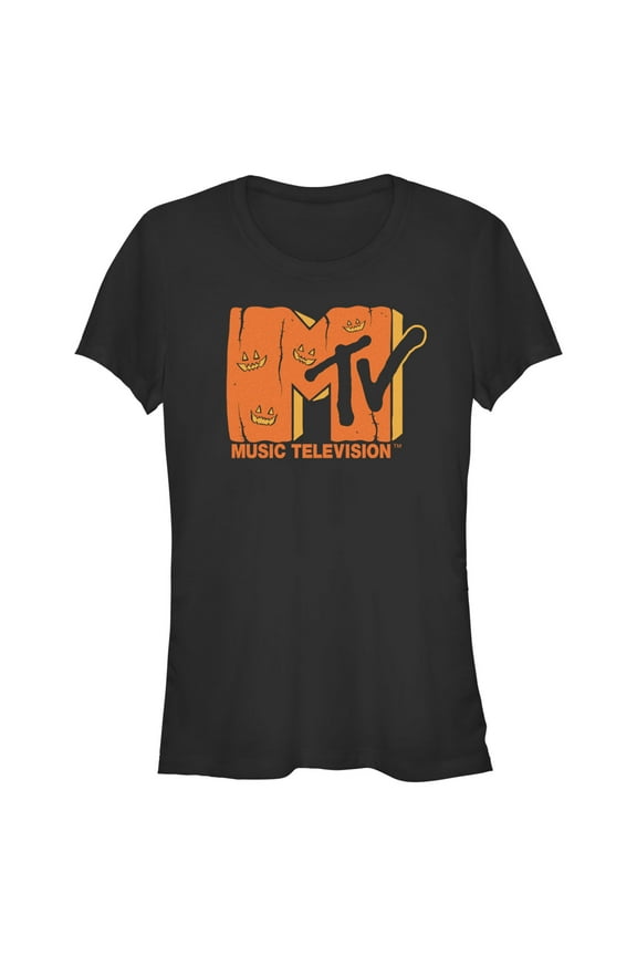 Junior's MTV Jack-o'-lantern Logo Graphic Tee Black X Large