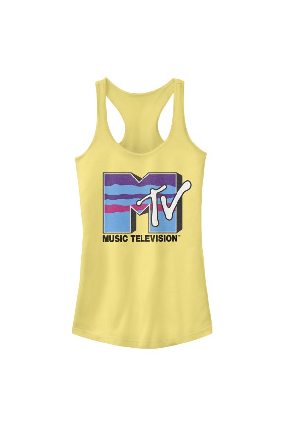 Junior's MTV Layers Logo Racerback Tank Top Banana X Large