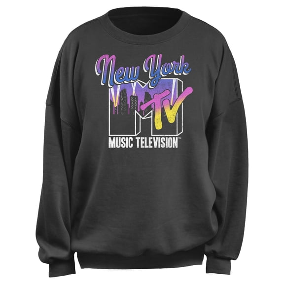 Junior's MTV New York City Lights Sweatshirt Charcoal Large