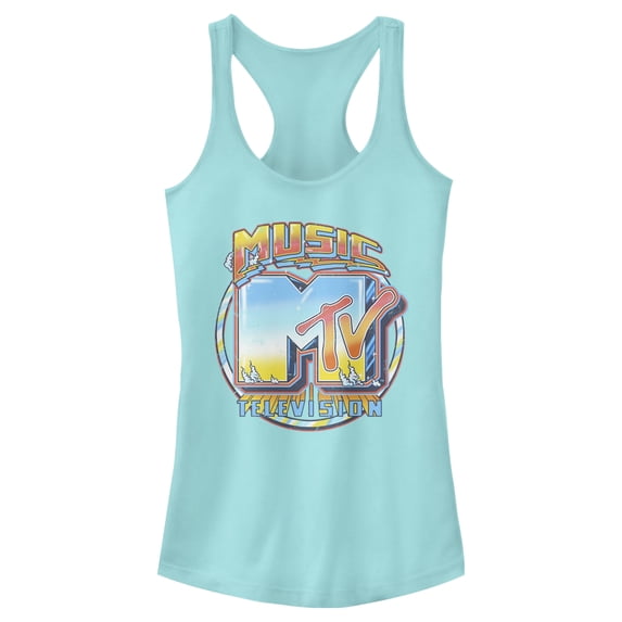 Junior's MTV Old School Logo Racerback Tank Top Cancun 2X Large