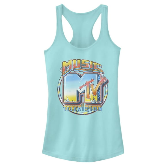 Junior's MTV Old School Logo  Racerback Tank Top Cancun Small