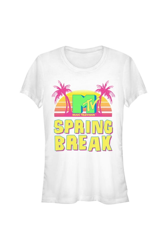 Junior's MTV Retro Spring Break Graphic Tee White Medium