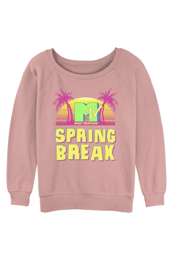 Junior's MTV Retro Spring Break Sweatshirt Desert Pink Large