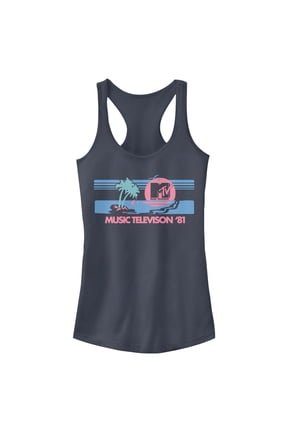 Junior's MTV Spring Break 1981 Sunset Racerback Tank Top Indigo Medium