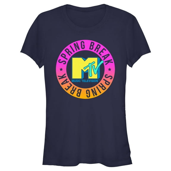Junior's MTV Spring Break Circle  Graphic Tee Navy Blue X Large