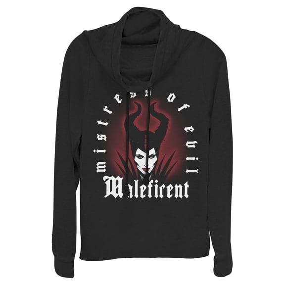 Junior's Maleficent: Mistress of All Evil Airbrush Silhouette  Cowl Neck Sweatshirt Black X Small
