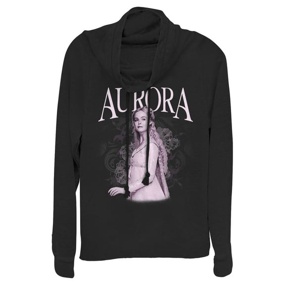 Junior's Maleficent: Mistress of All Evil Briar Rose Portrait  Cowl Neck Sweatshirt Black Small
