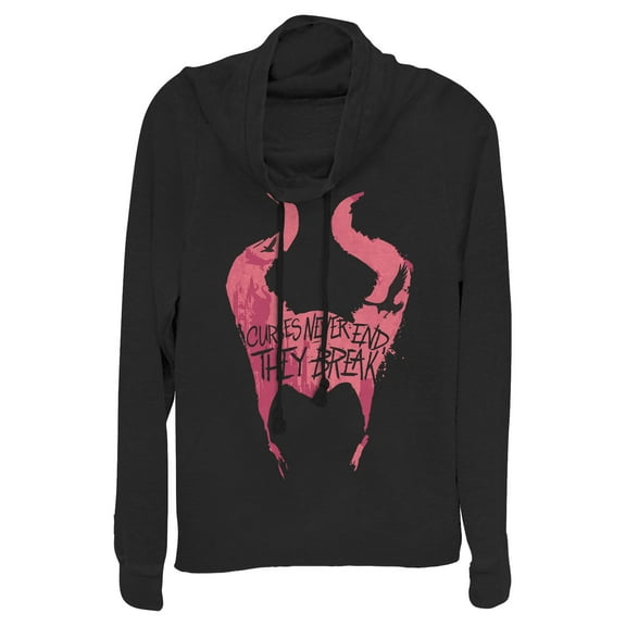 Junior's Maleficent: Mistress of All Evil Curses Never End  Cowl Neck Sweatshirt Black X Large