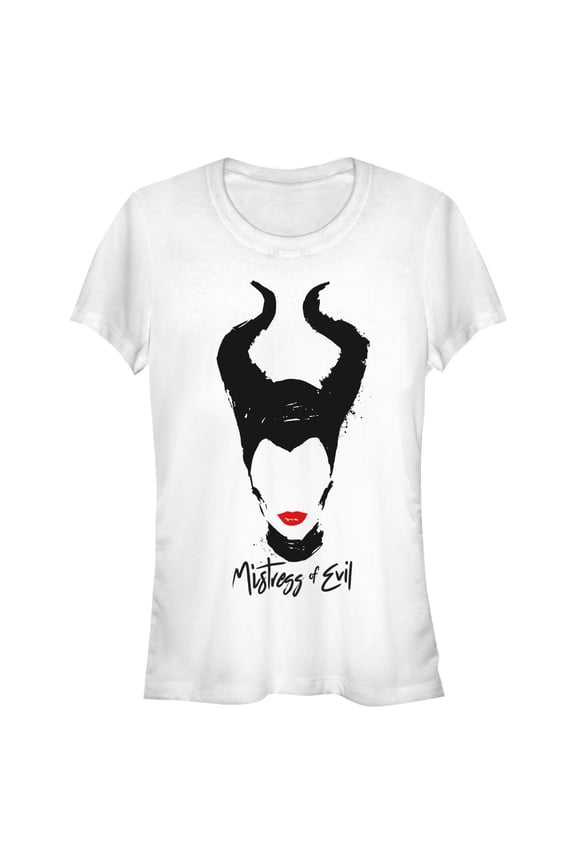 Junior's Maleficent: Mistress of All Evil Lips No Eyes Graphic Tee White Small