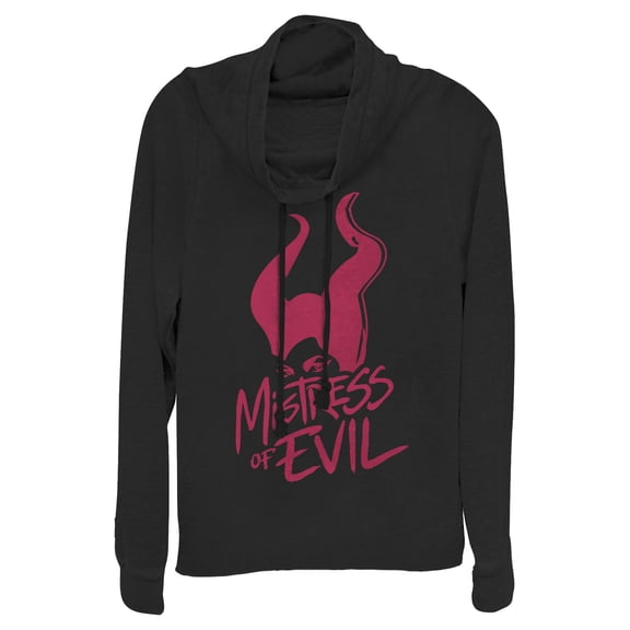 Junior's Maleficent: Mistress of All Evil Marker Eyes  Cowl Neck Sweatshirt Black X Small