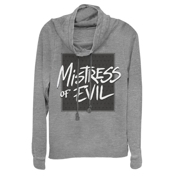Junior's Maleficent: Mistress of All Evil Painted Sign  Cowl Neck Sweatshirt Gray Heather Large