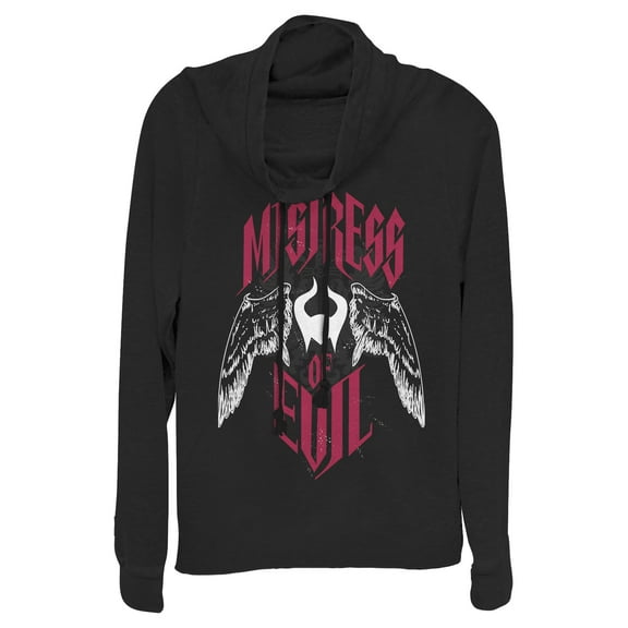 Junior's Maleficent: Mistress of All Evil Winged Evil  Cowl Neck Sweatshirt Black 4X Large