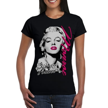 Junior's Marilyn Monroe Forever Black T-Shirt 2X-Large Black