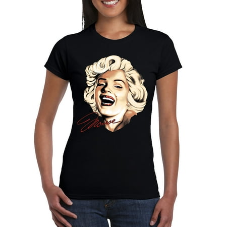Junior's Marilyn Monroe Laughing Black T-Shirt X-Large Black