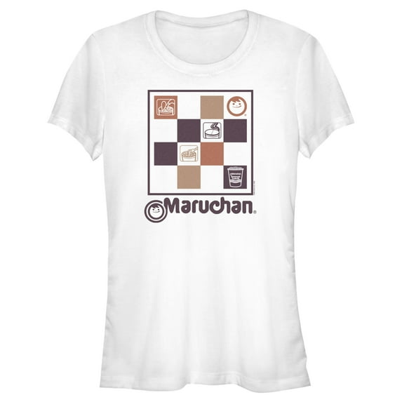 Junior's Maruchan Checkered Logo Graphic Tee White 2X Large