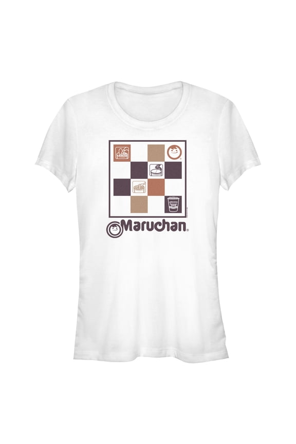 Junior's Maruchan Checkered Logo Graphic Tee White Small