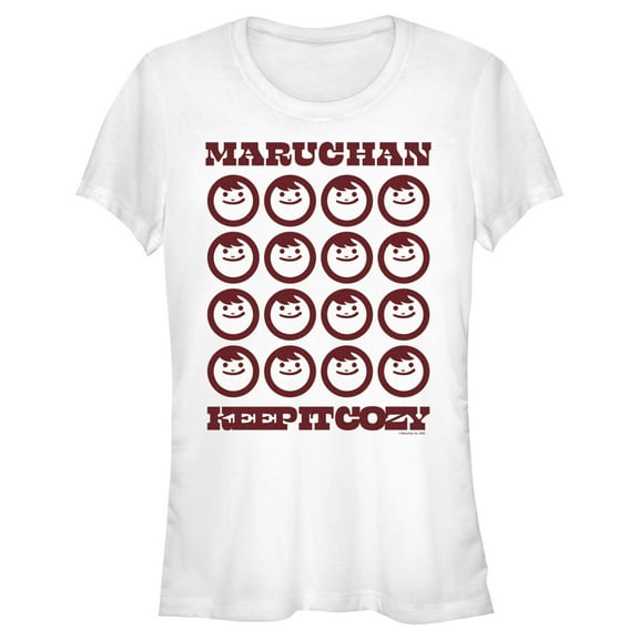 Junior's Maruchan Keep it Cozy Mascot Stack  Graphic Tee White Medium