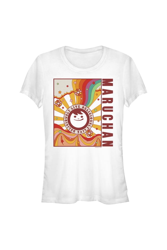 Junior's Maruchan Live Deliciously Poster Graphic Tee White Small