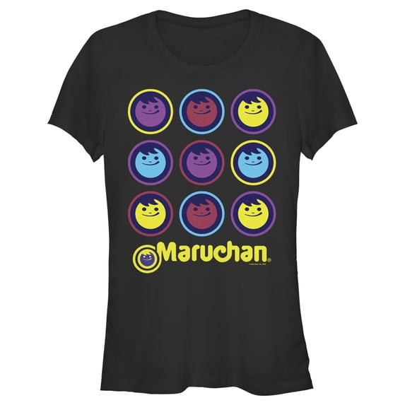 Junior's Maruchan Neon Mascot Stack Graphic Tee Black Small