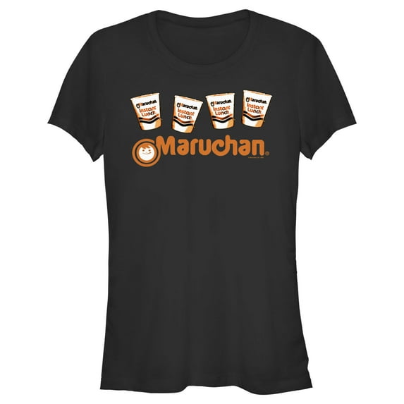 Junior's Maruchan Orange and Black Instant Lunch Graphic Tee Black Medium