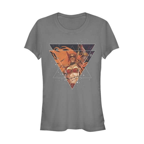 Junior's Marvel Angela Triangle  Graphic Tee Charcoal Small