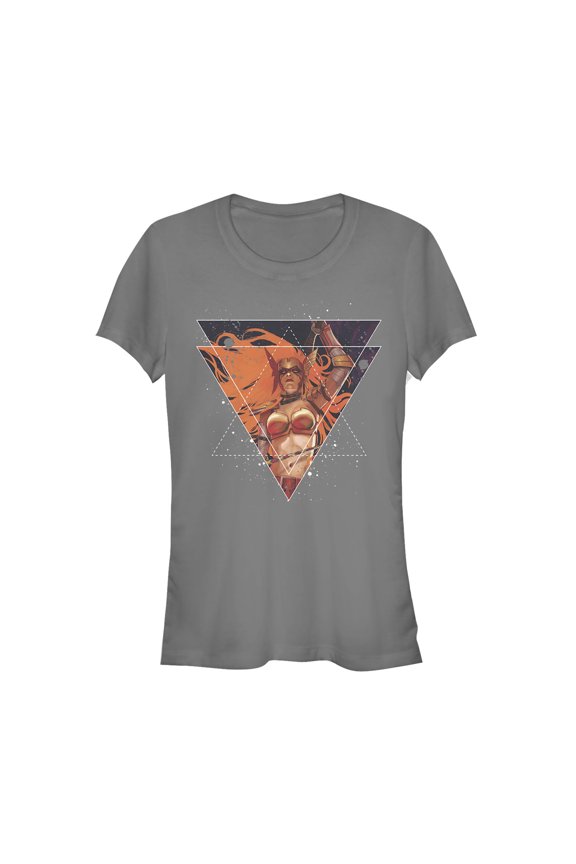 Junior's Marvel Angela Triangle Graphic Tee Charcoal X Large